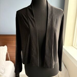 Calvin Klein Black Open Front Cardigan Shrug with Rhinestone Accents